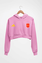 Load image into Gallery viewer, Spain Football Crop HOODIE FOR WOMEN-Light Baby Pink-Ektarfa.online
