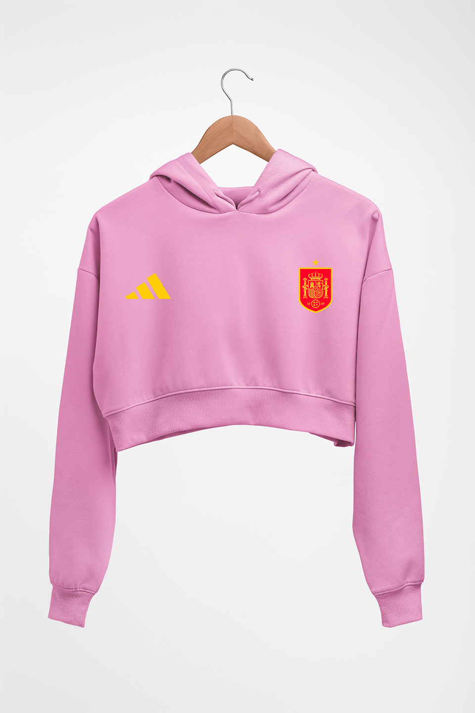 Spain Football Crop HOODIE FOR WOMEN-Light Baby Pink-Ektarfa.online