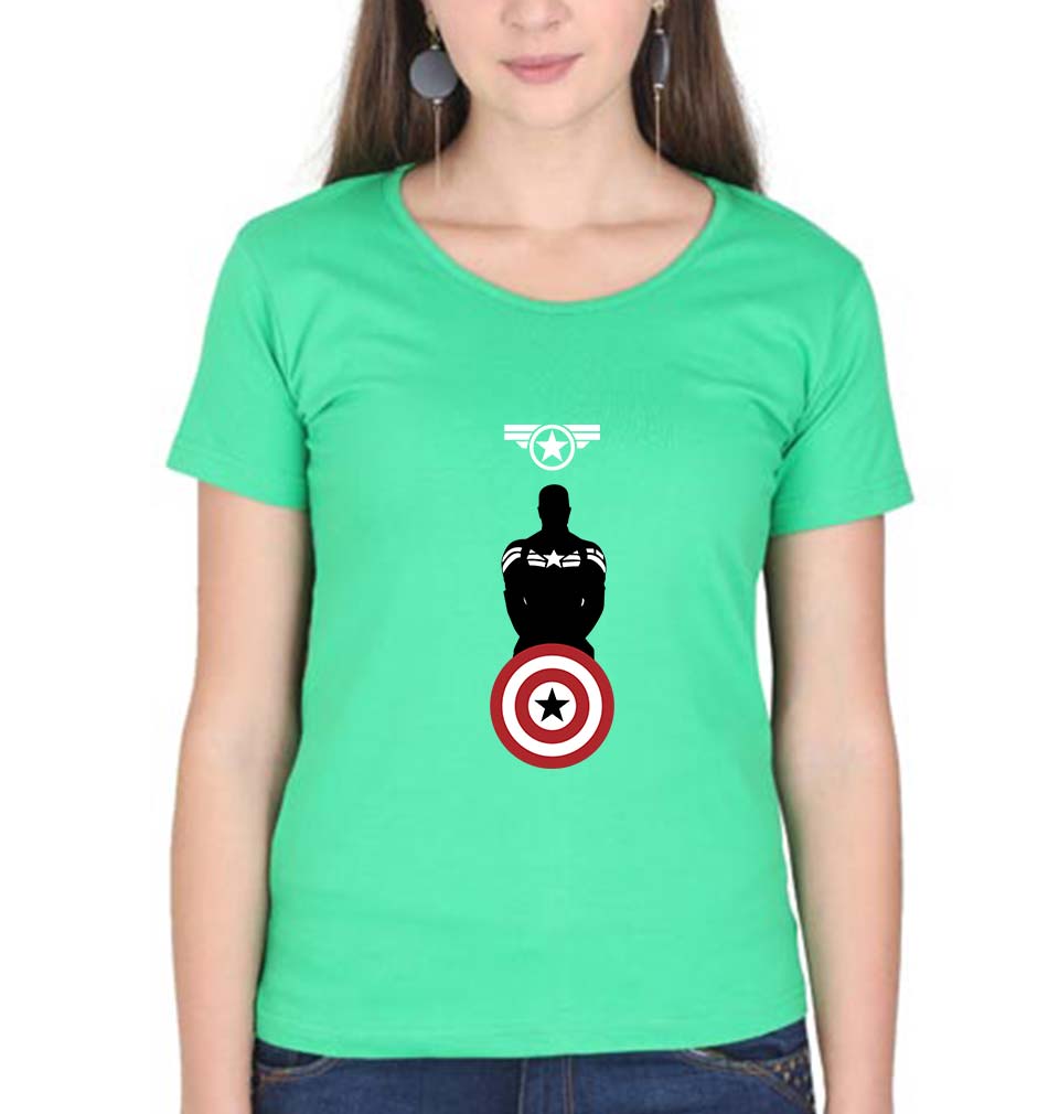 Captain America T-Shirt for Women-flag green-Ektarfa.online
