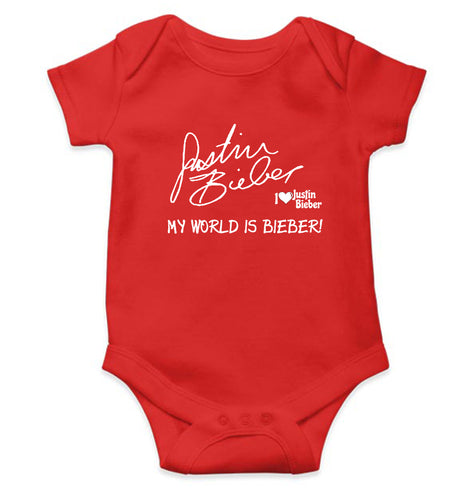 Justin Bieber Kids Romper For Baby Boy/Girl-0-5 Months(18 Inches)-RED-Ektarfa.online