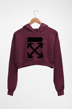Load image into Gallery viewer, Off White Tee Crop HOODIE FOR WOMEN-Maroon-Ektarfa.online

