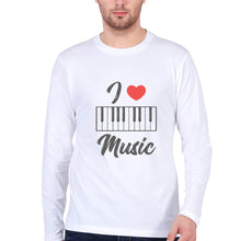 Load image into Gallery viewer, Love Music Piano Full Sleeves T-Shirt for Men-White-Ektarfa.online
