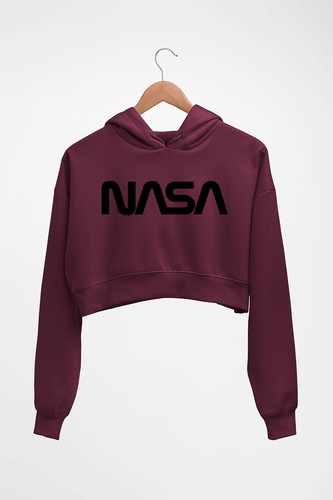 NASA Crop HOODIE FOR WOMEN-Maroon-Ektarfa.online