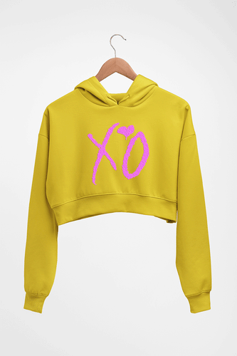 The Weeknd XO Crop HOODIE FOR WOMEN-Mustard Yellow-Ektarfa.online