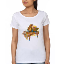 Load image into Gallery viewer, Piano T-Shirt for Women-White-Ektarfa.online
