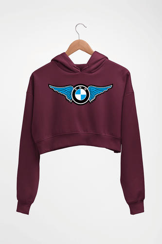 BMW Crop HOODIE FOR WOMEN-Maroon-Ektarfa.online
