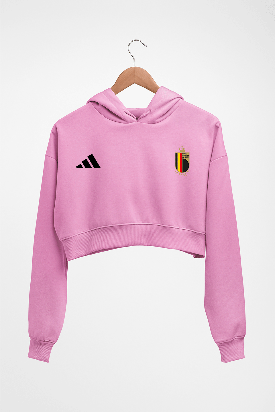 Belgium Football Crop HOODIE FOR WOMEN-Light Baby Pink-Ektarfa.online