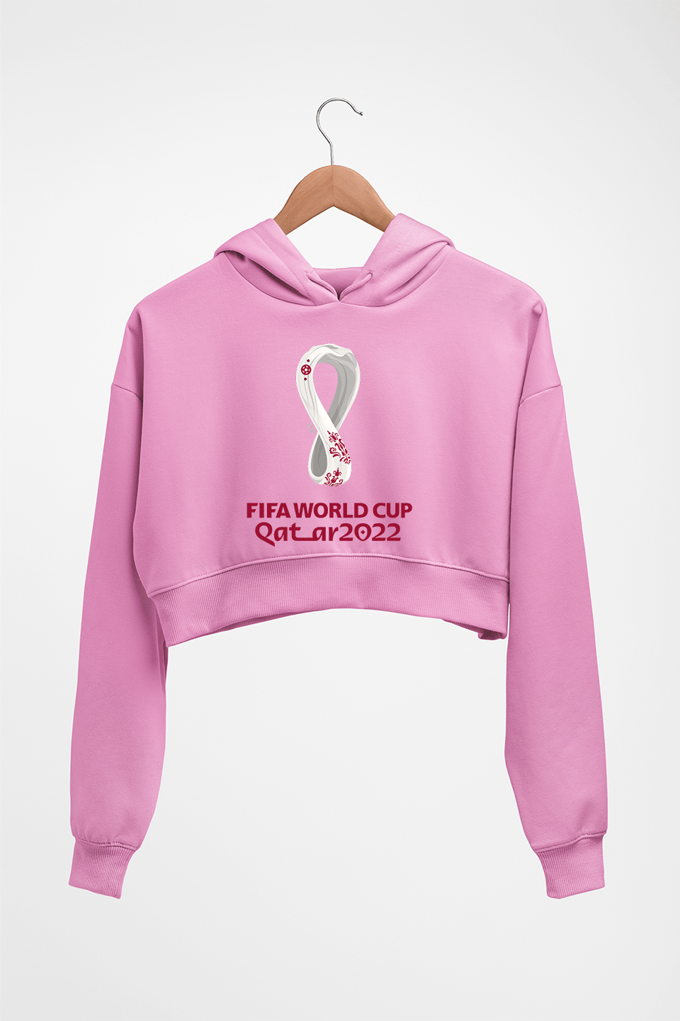 FIFA World Cup Qatar 2022 Crop HOODIE FOR WOMEN-Light Baby Pink-Ektarfa.online