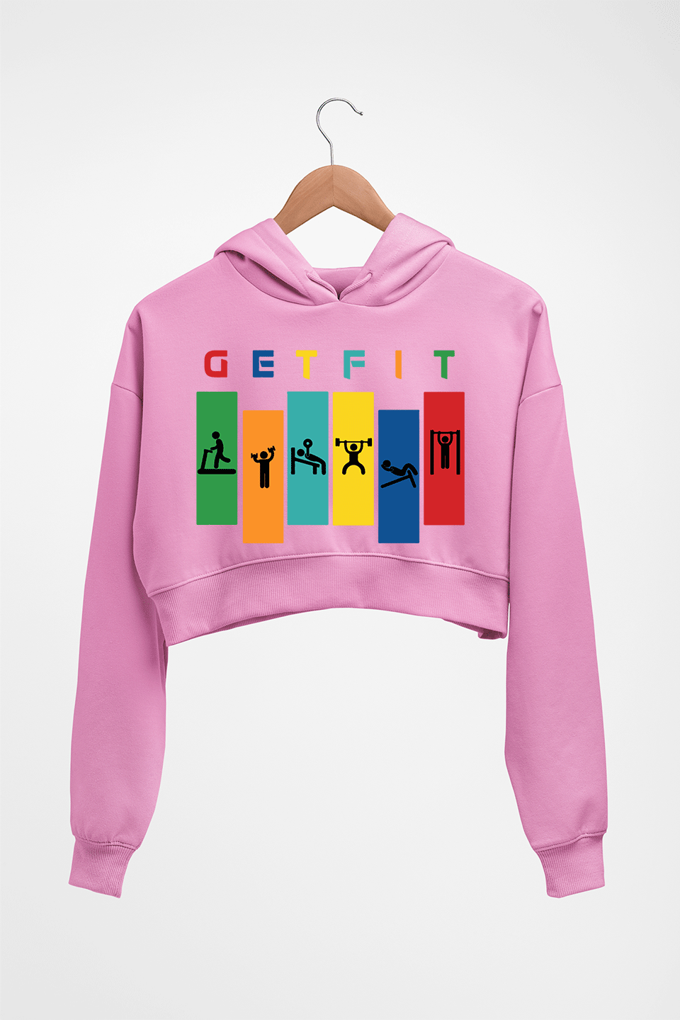 Gym Crop HOODIE FOR WOMEN-Light Baby Pink-Ektarfa.online