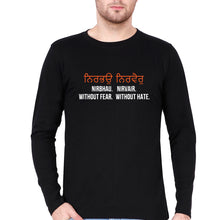 Load image into Gallery viewer, Nirbhau Nirvair Full Sleeves T-Shirt for Men-Black-Ektarfa.online
