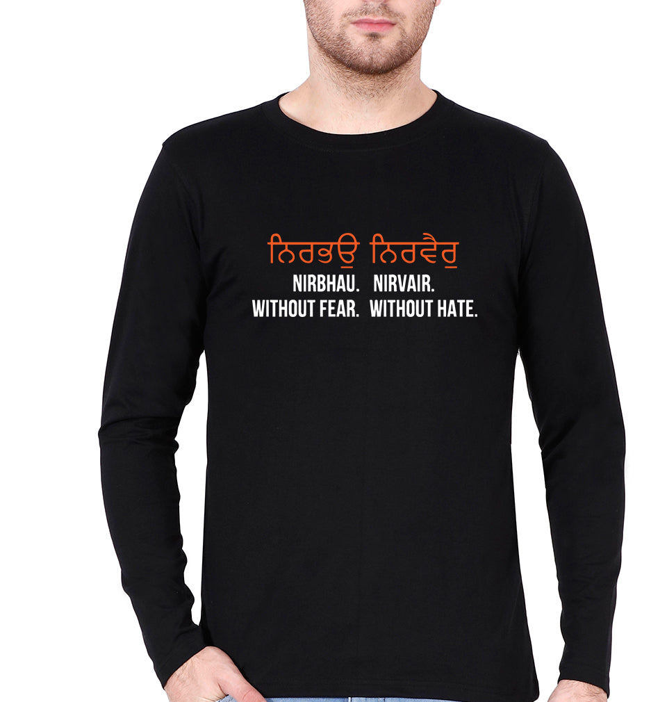 Nirbhau Nirvair Full Sleeves T-Shirt for Men-Black-Ektarfa.online