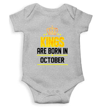 Load image into Gallery viewer, Kings Are Born In October Kids Romper For Baby Boy/Girl-0-5 Months(18 Inches)-Grey-Ektarfa.online
