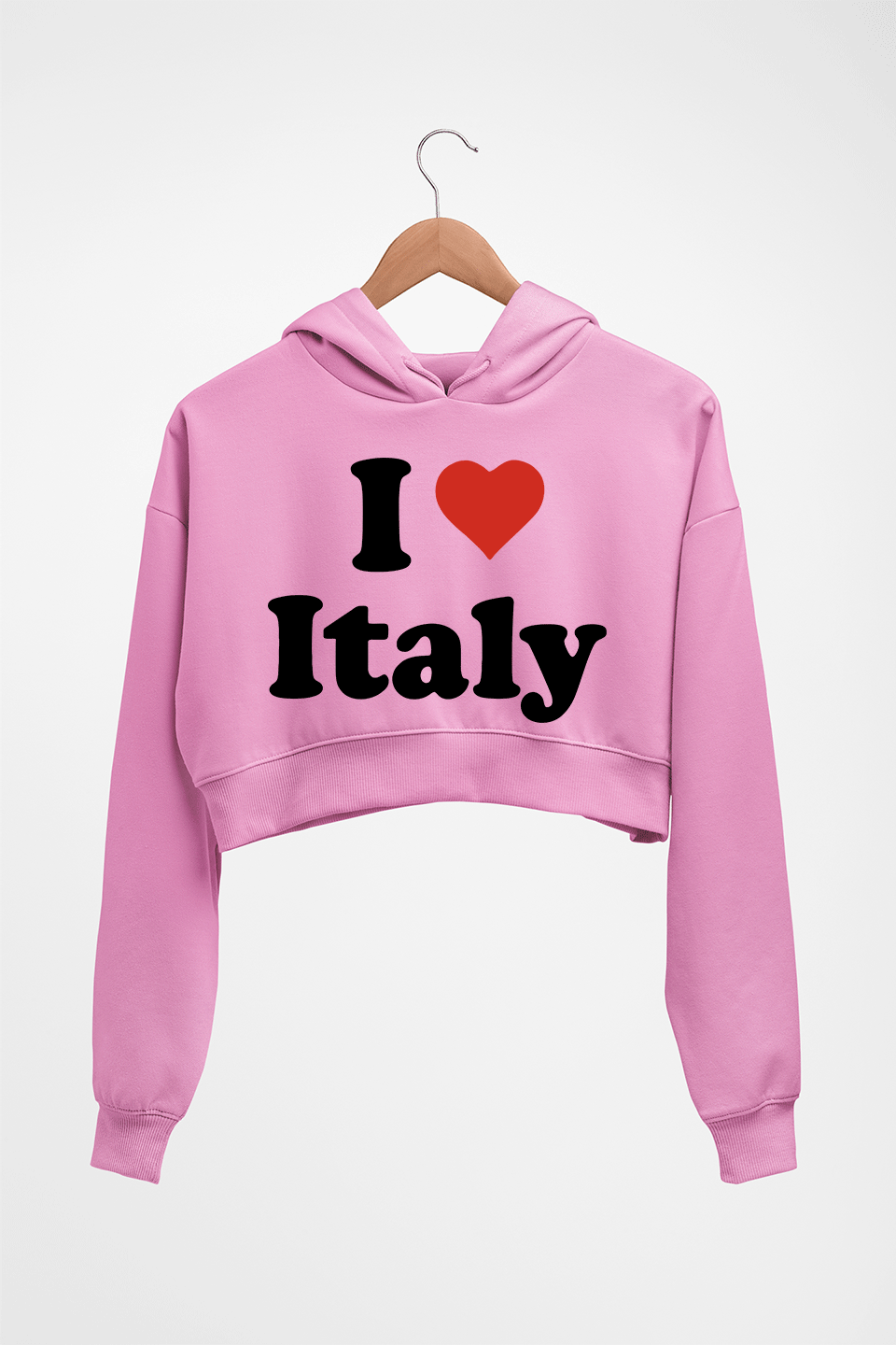 I Love Italy Crop HOODIE FOR WOMEN-Light Baby Pink-Ektarfa.online