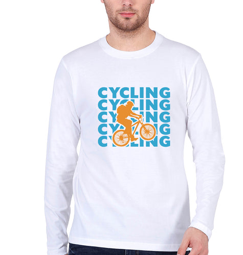 Cycling Full Sleeves T-Shirt for Men-White-Ektarfa.online