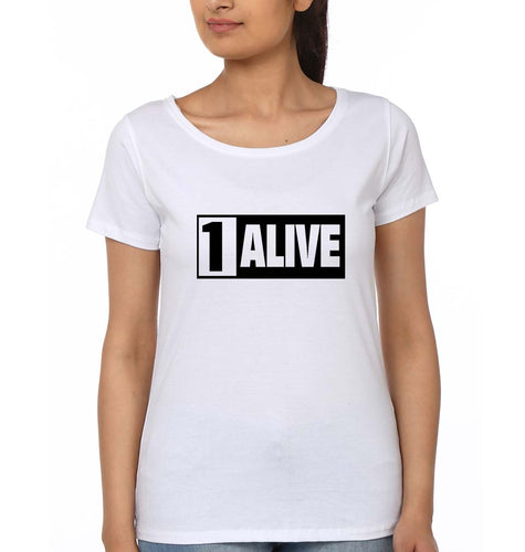 PUBG 1 Alive T-Shirt for Women-White-Ektarfa.online