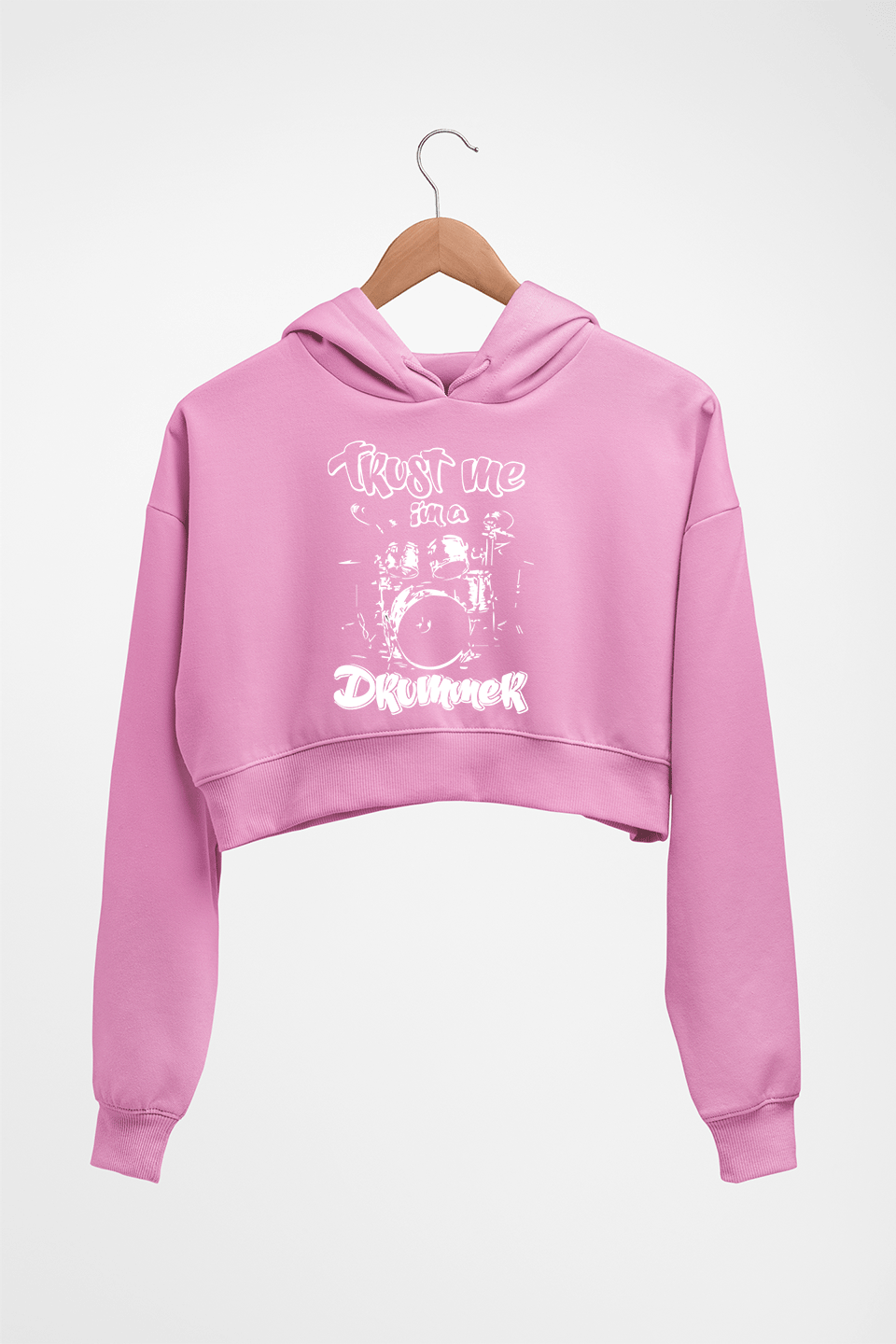 Drummer Crop HOODIE FOR WOMEN-Light Baby Pink-Ektarfa.online