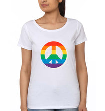 Load image into Gallery viewer, Peace Pride T-Shirt for Women-White-Ektarfa.online
