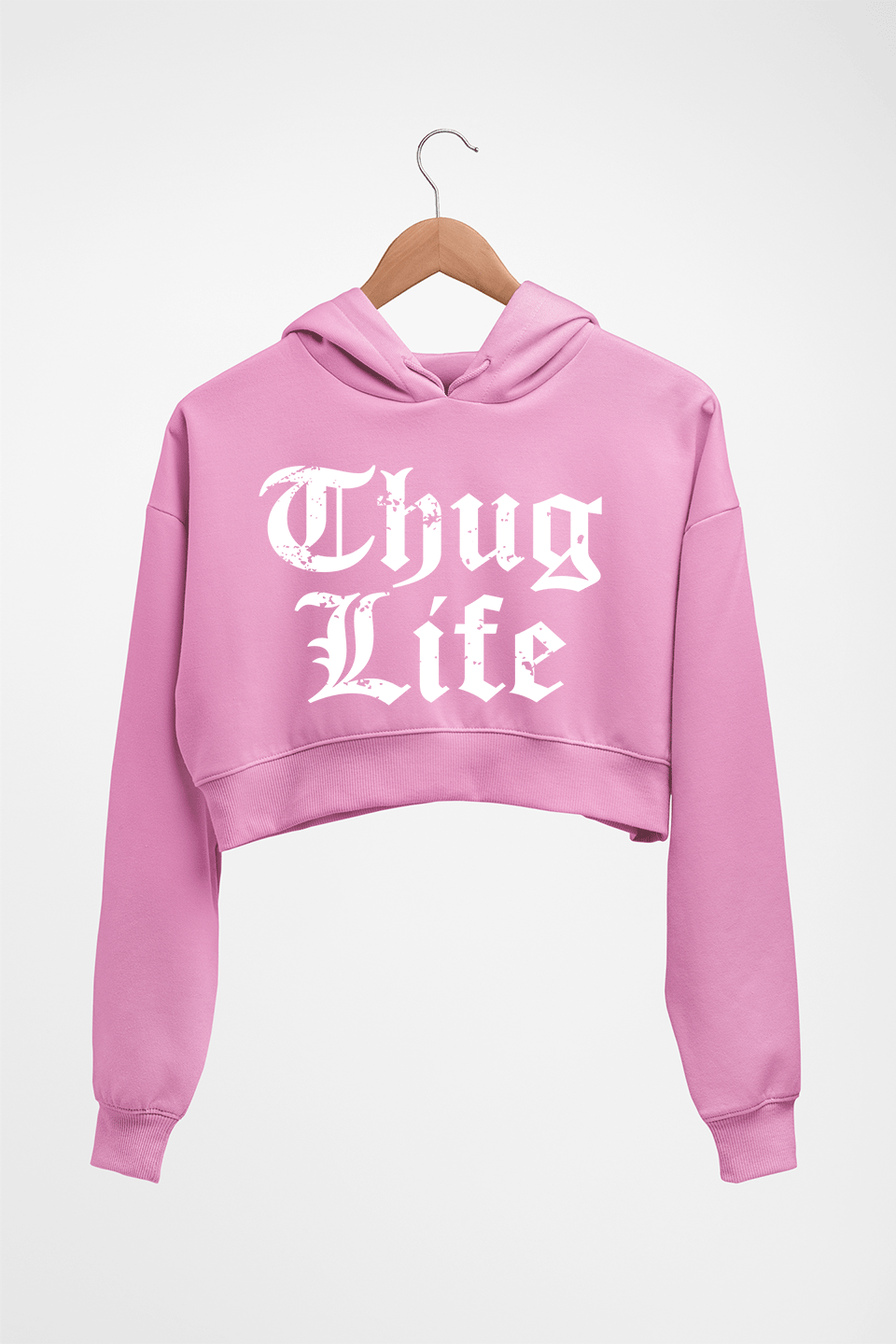 Thug Life 2Pac Crop HOODIE FOR WOMEN-Light Baby Pink-Ektarfa.online