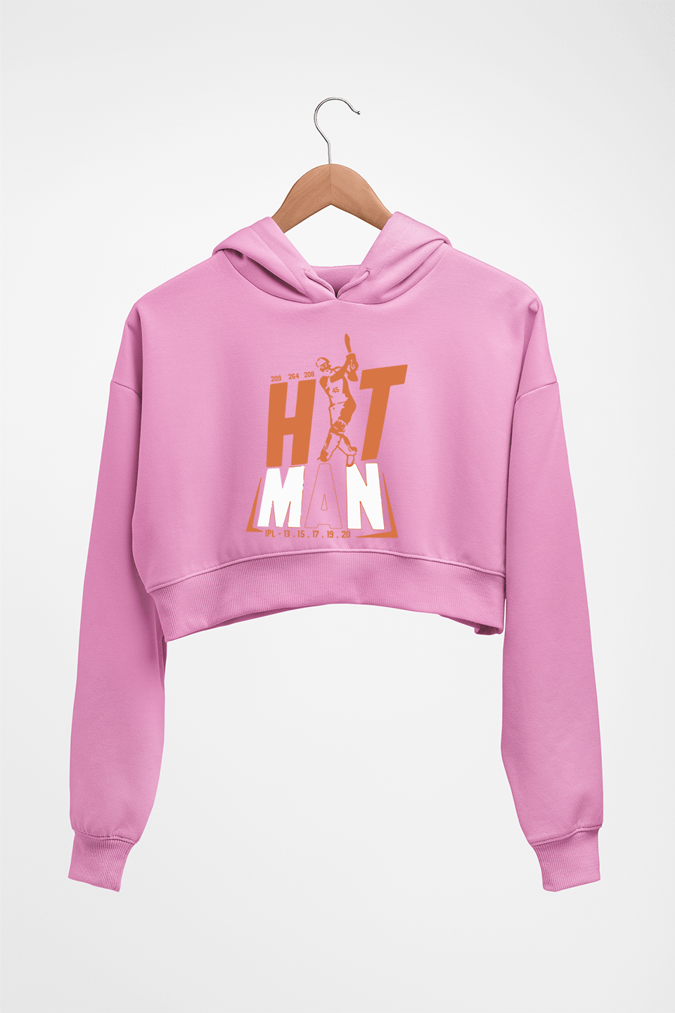 Rohit Sharma Crop HOODIE FOR WOMEN-Light Baby Pink-Ektarfa.online