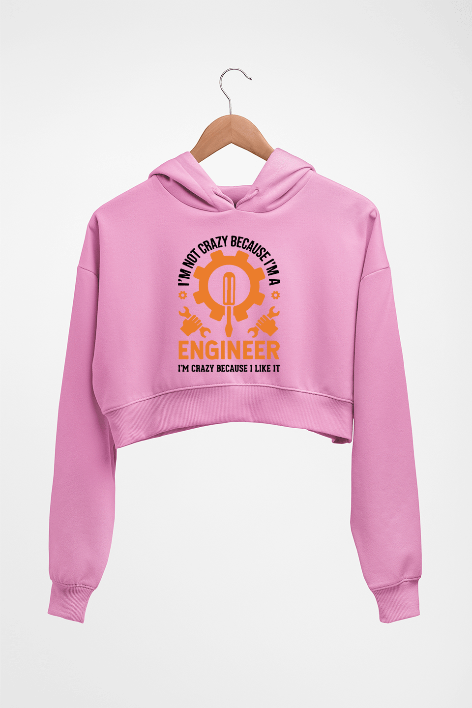 Crazy Engineer Crop HOODIE FOR WOMEN-Light Baby Pink-Ektarfa.online
