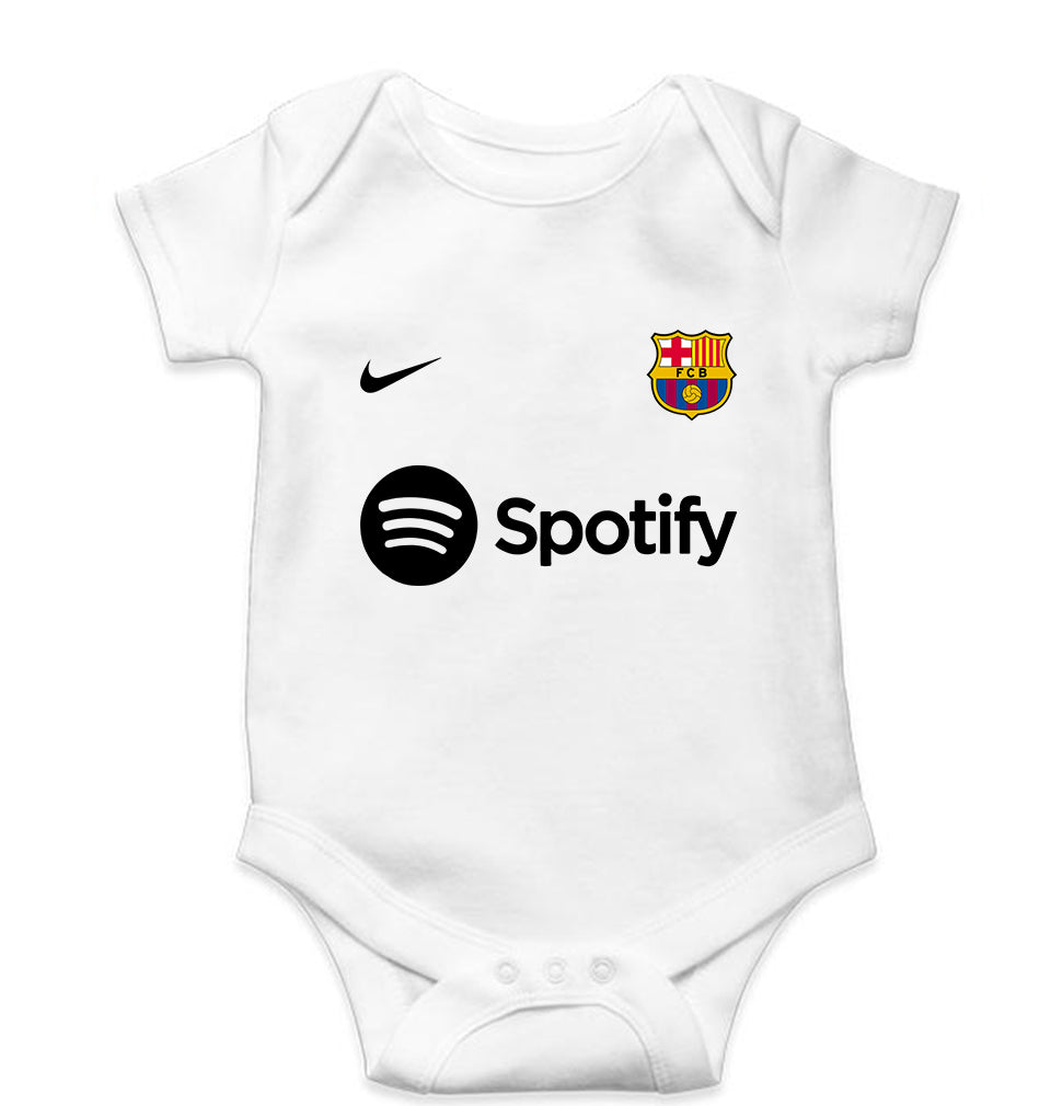 Barcelona 2022-23 Kids Romper For Baby Boy/Girl-0-5 Months(18 Inches)-White-Ektarfa.online