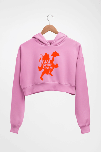 Hanuman Ji (God) Crop HOODIE FOR WOMEN-Light Baby Pink-Ektarfa.online