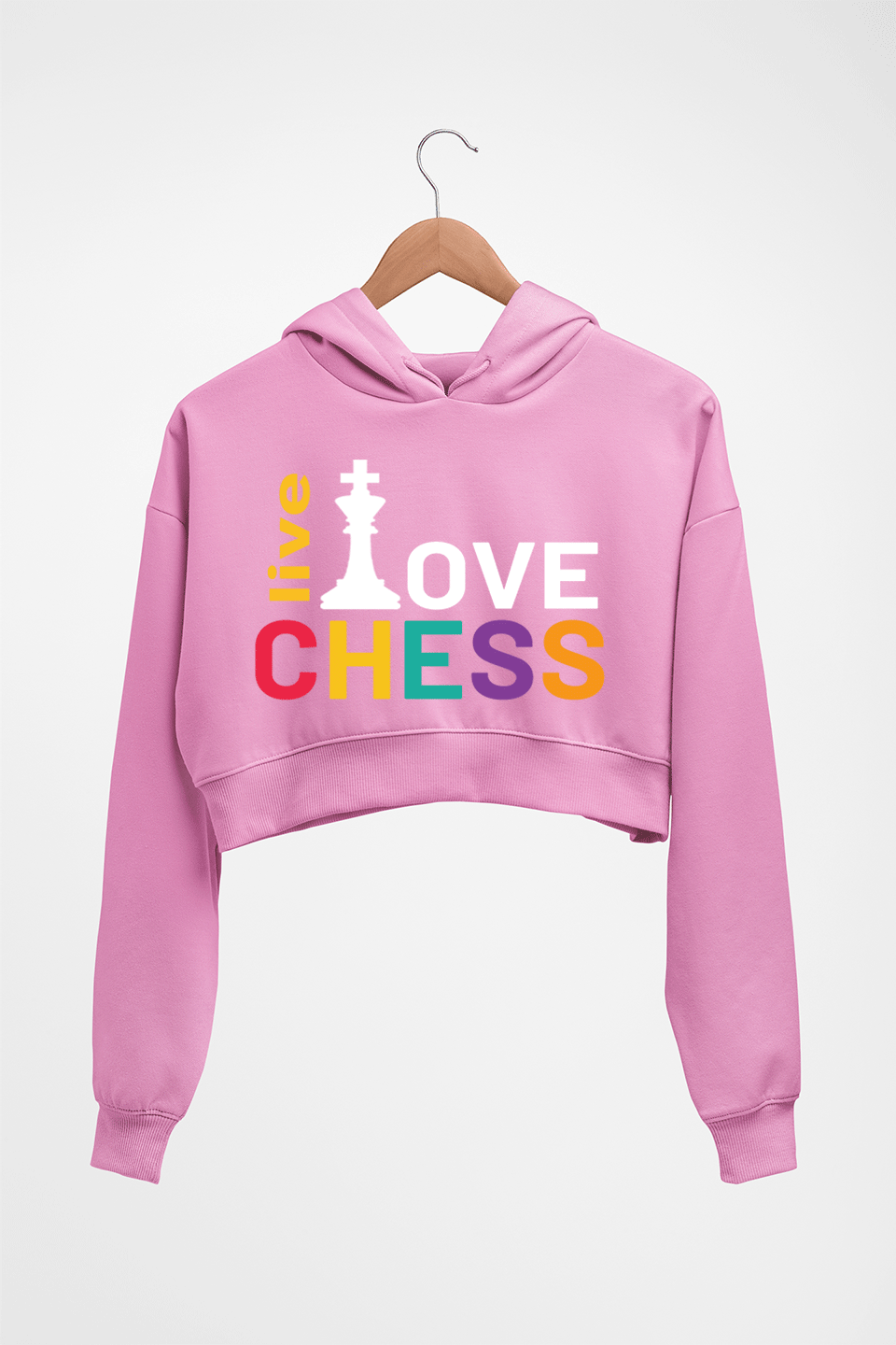Chess Love Crop HOODIE FOR WOMEN-Light Baby Pink-Ektarfa.online