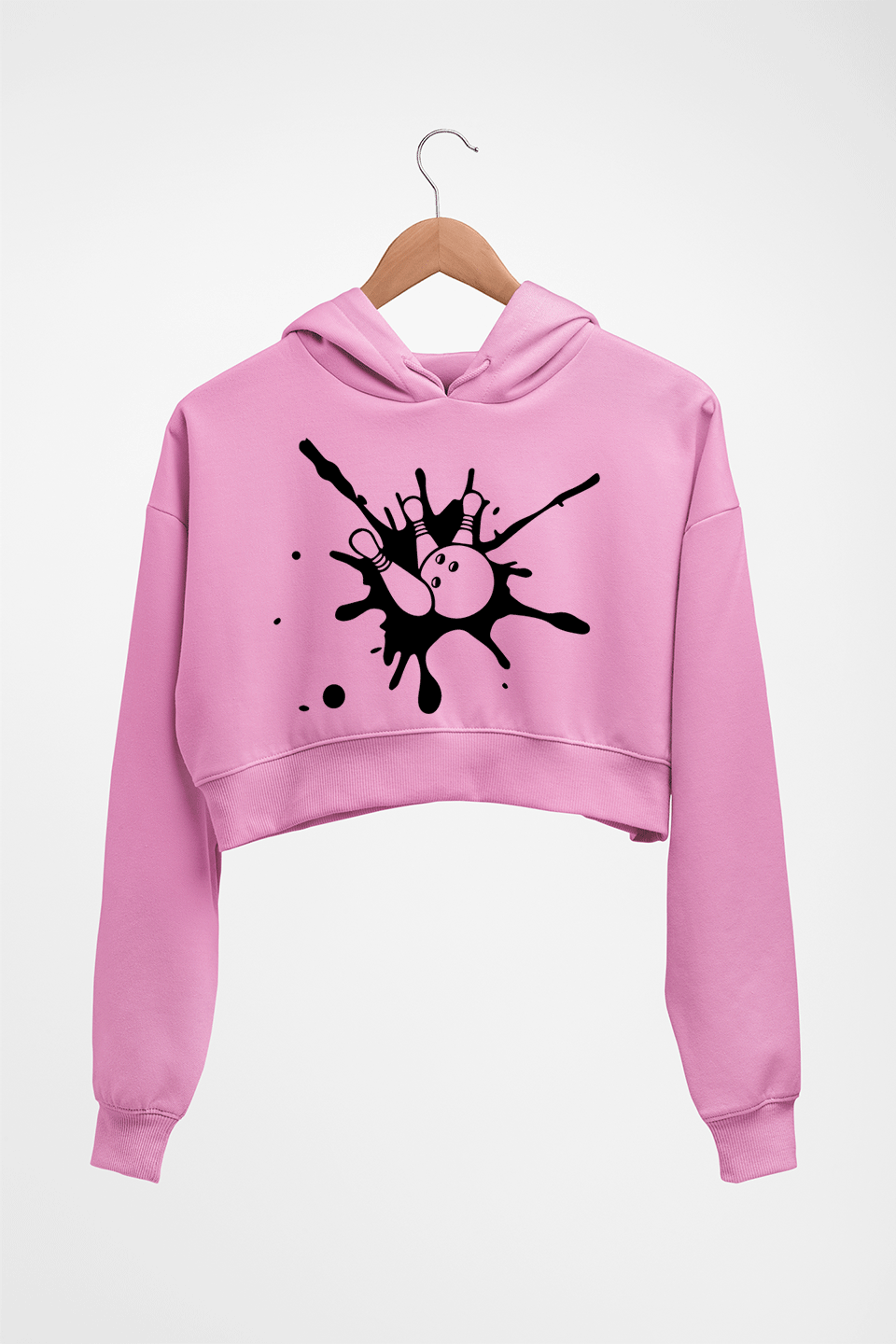 Bowling Crop HOODIE FOR WOMEN-Light baby pink-Ektarfa.online