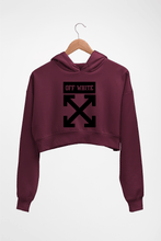 Load image into Gallery viewer, Off White Crop HOODIE FOR WOMEN-Maroon-Ektarfa.online
