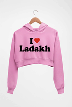 Load image into Gallery viewer, I Love Ladakh Crop HOODIE FOR WOMEN-Light Baby Pink-Ektarfa.online
