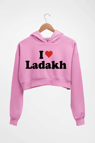 I Love Ladakh Crop HOODIE FOR WOMEN-Light Baby Pink-Ektarfa.online