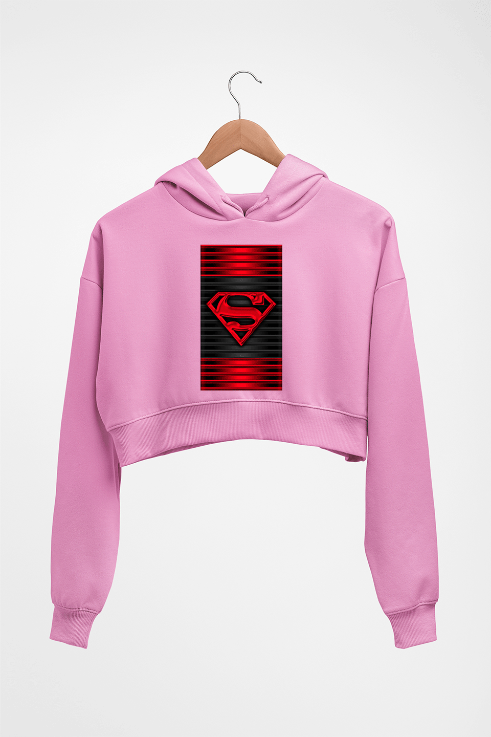 Superman Superhero Crop HOODIE FOR WOMEN-Light Baby Pink-Ektarfa.online