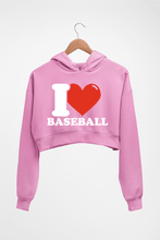 Load image into Gallery viewer, I Love Baseball Crop HOODIE FOR WOMEN-Light Baby Pink-Ektarfa.online
