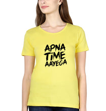 Load image into Gallery viewer, Apna Time Aayega T-Shirt for Women-Yellow-Ektarfa.online
