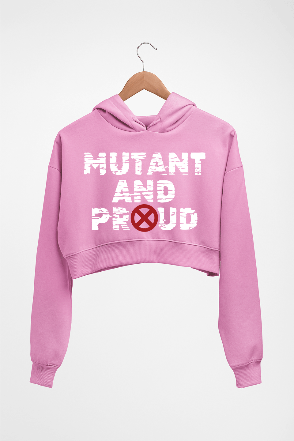 X-Men Mutant Crop HOODIE FOR WOMEN-Light Baby Pink-Ektarfa.online