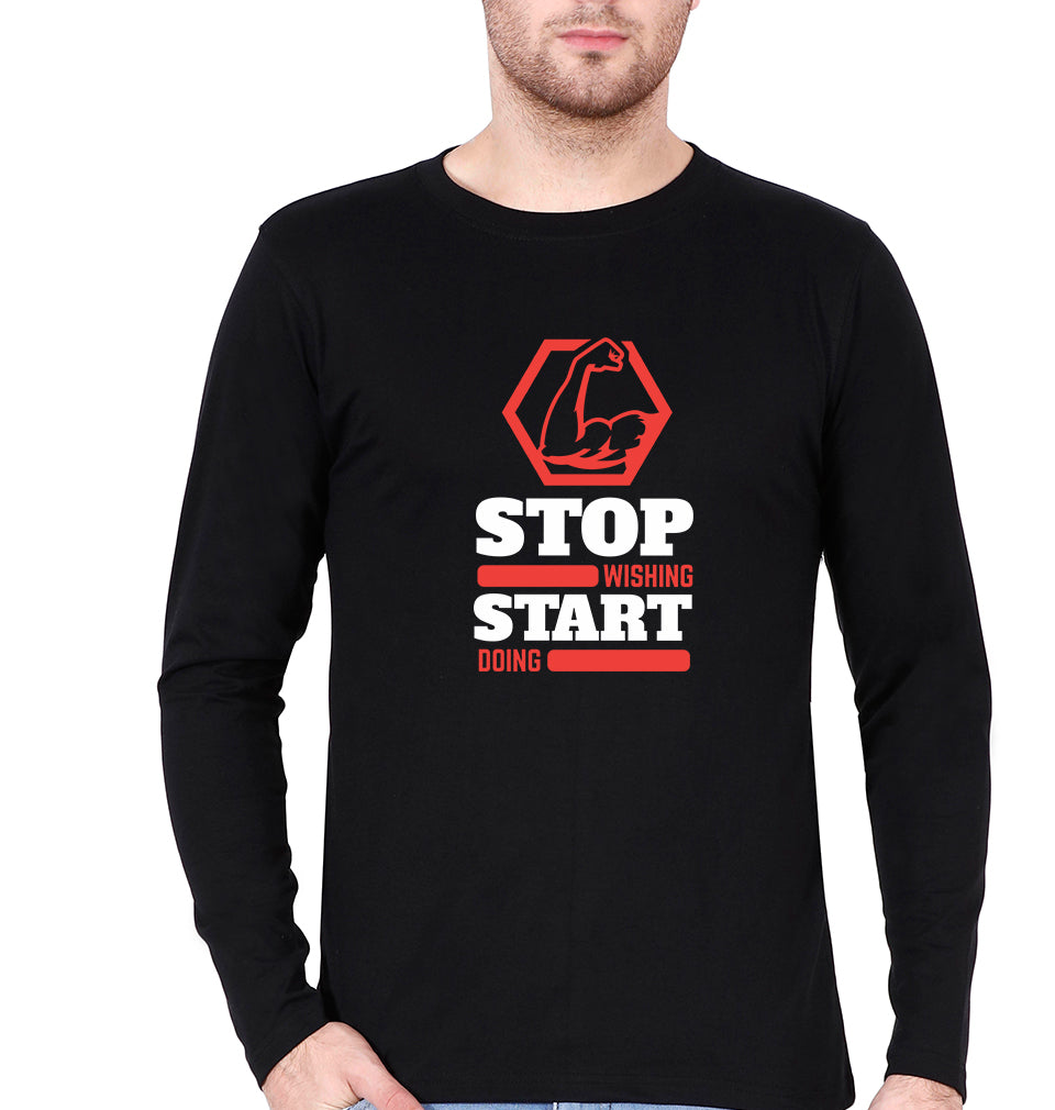 Gym Full Sleeves T-Shirt for Men-Black-Ektarfa.online