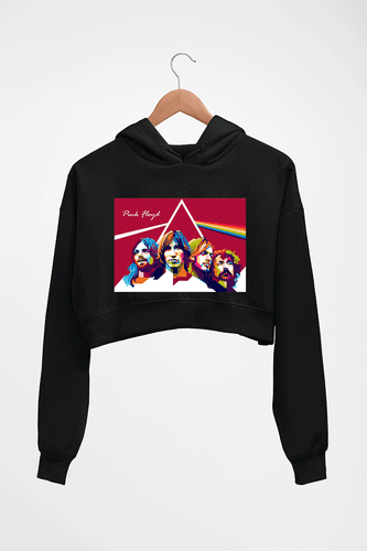 Pink Floyd Crop HOODIE FOR WOMEN-Black-Ektarfa.online