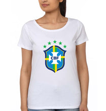 Load image into Gallery viewer, Brazil Football T-Shirt for Women-White-Ektarfa.online
