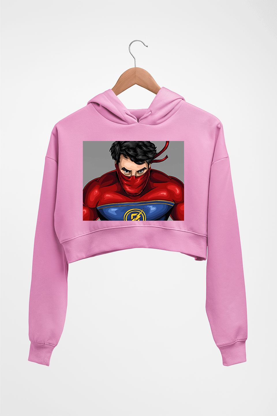 Minnal Murali Crop HOODIE FOR WOMEN-Light Baby Pink-Ektarfa.online