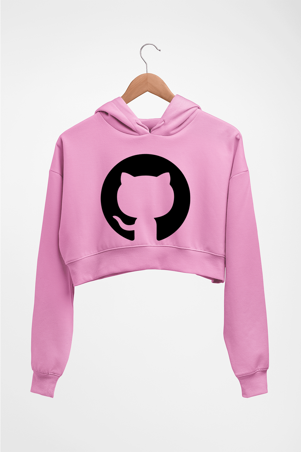 GitHub Crop HOODIE FOR WOMEN-Light Baby Pink-Ektarfa.online