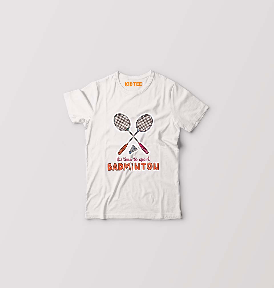 Badminton Kids T-Shirt for Boy/Girl-White-Ektarfa.online