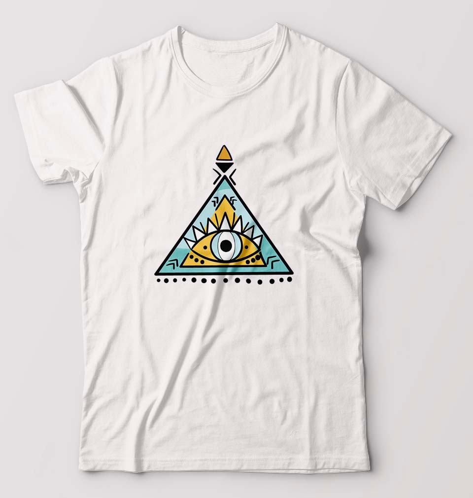 Psychedelic Triangle eye T-Shirt for Men-White-Ektarfa.online
