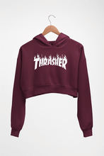 Load image into Gallery viewer, Thrasher Crop HOODIE FOR WOMEN-Maroon-Ektarfa.online
