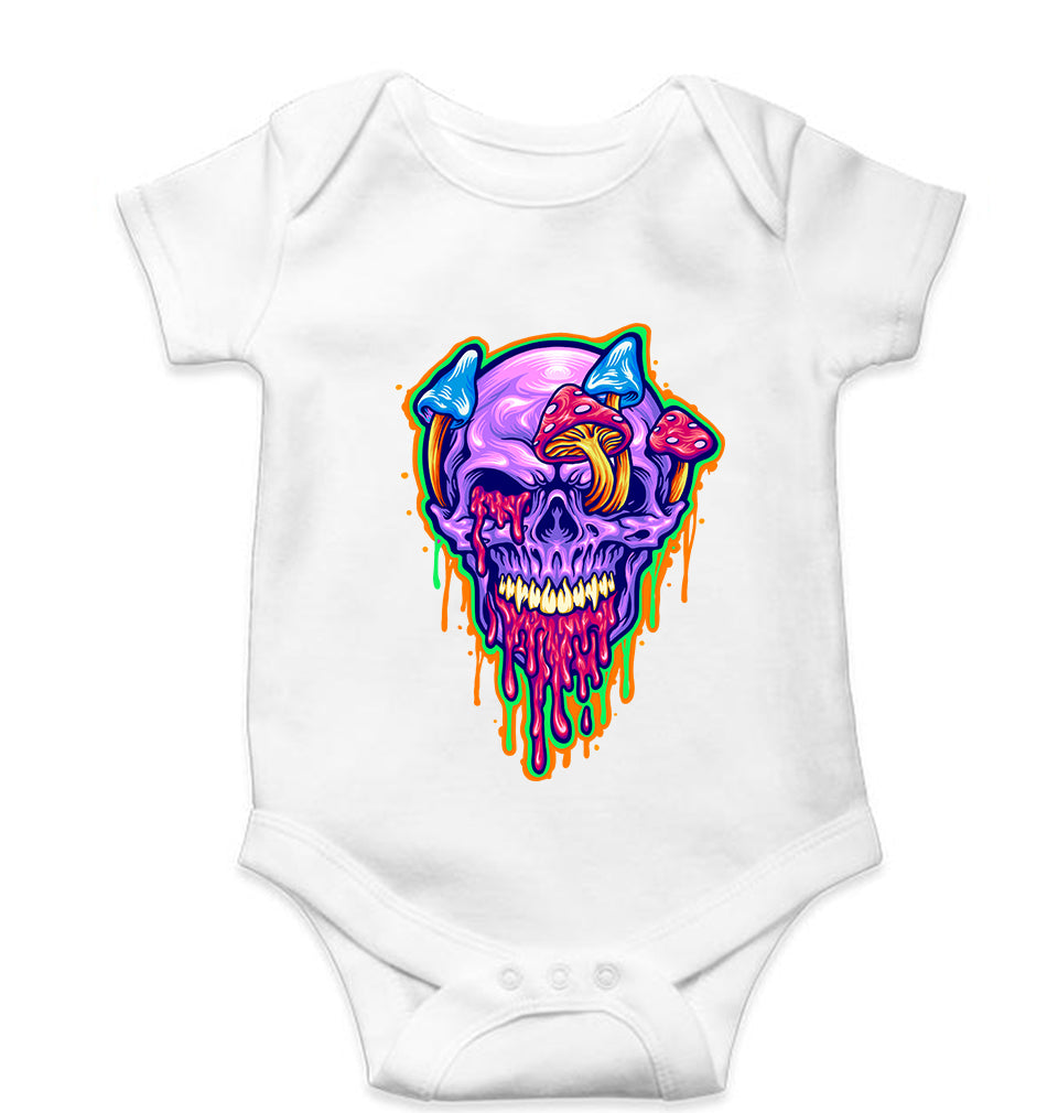 Trippy Psychedelic Skull Romper For Baby Boy/Girl-White-Ektarfa.online