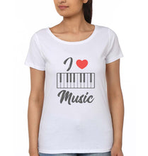 Load image into Gallery viewer, Love Music Piano T-Shirt for Women-White-Ektarfa.online

