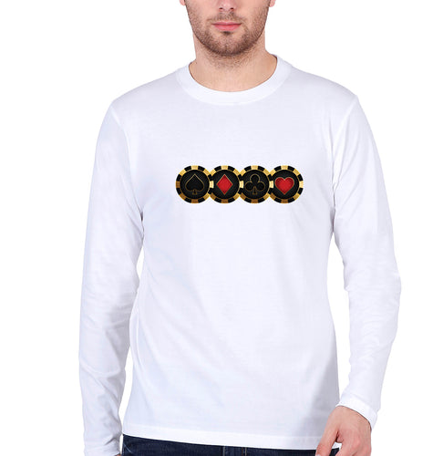 Poker Full Sleeves T-Shirt for Men-White-Ektarfa.online