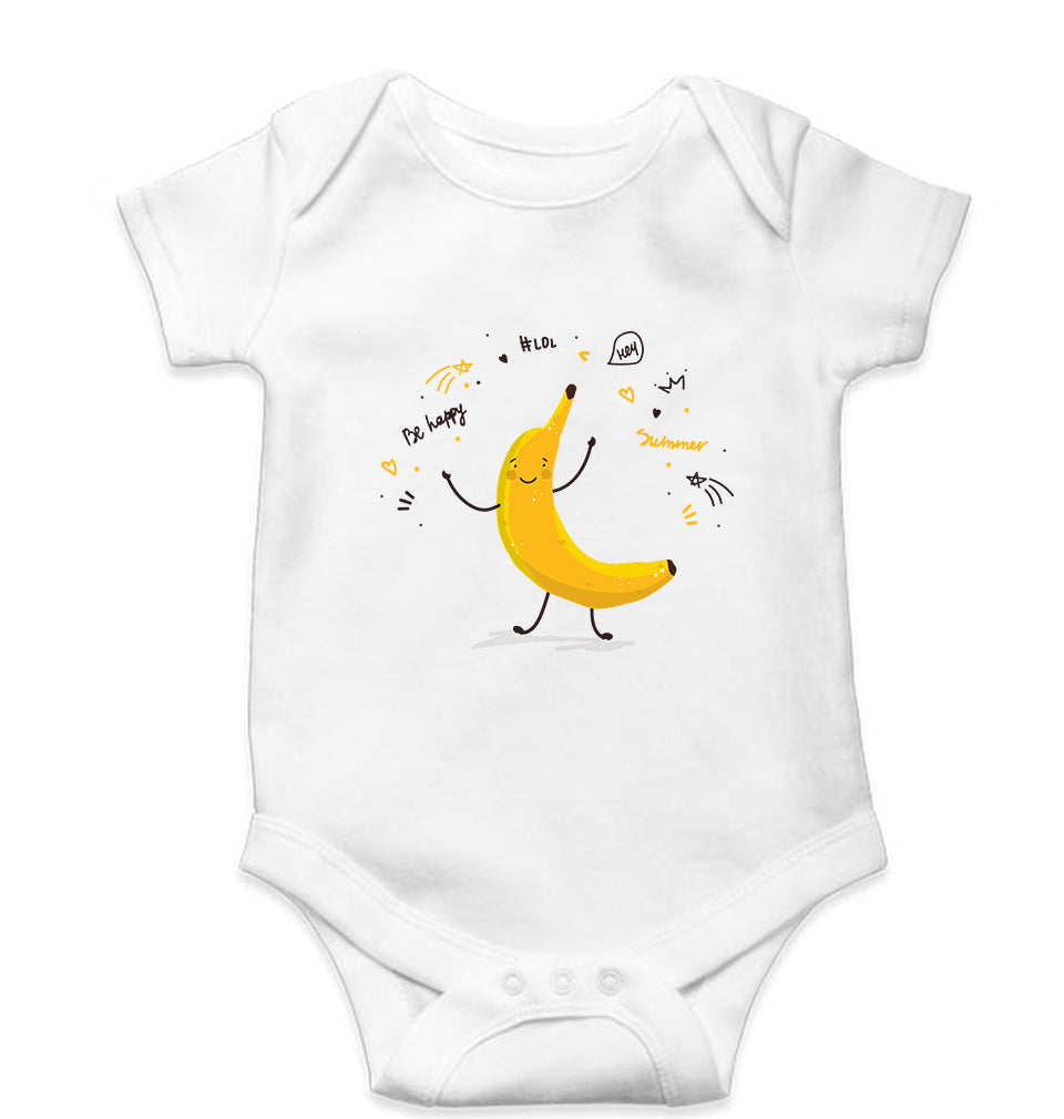 Banana Kids Romper For Baby Boy/Girl-0-5 Months(18 Inches)-White-Ektarfa.online