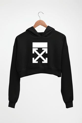 Off-white Crop HOODIE FOR WOMEN-Black-Ektarfa.online