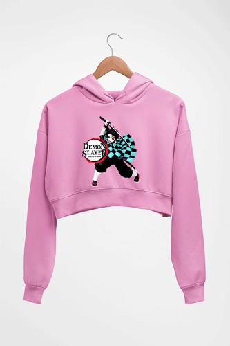 Demon Slayer Crop HOODIE FOR WOMEN-Light Baby Pink-Ektarfa.online
