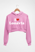 Load image into Gallery viewer, I Love Lonavla Crop HOODIE FOR WOMEN-Light Baby Pink-Ektarfa.online

